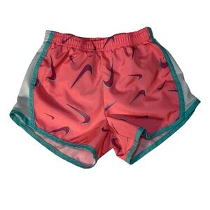 Girls Nike Coral and Teal Dri-FIT Shorts. Size L. (6-7)